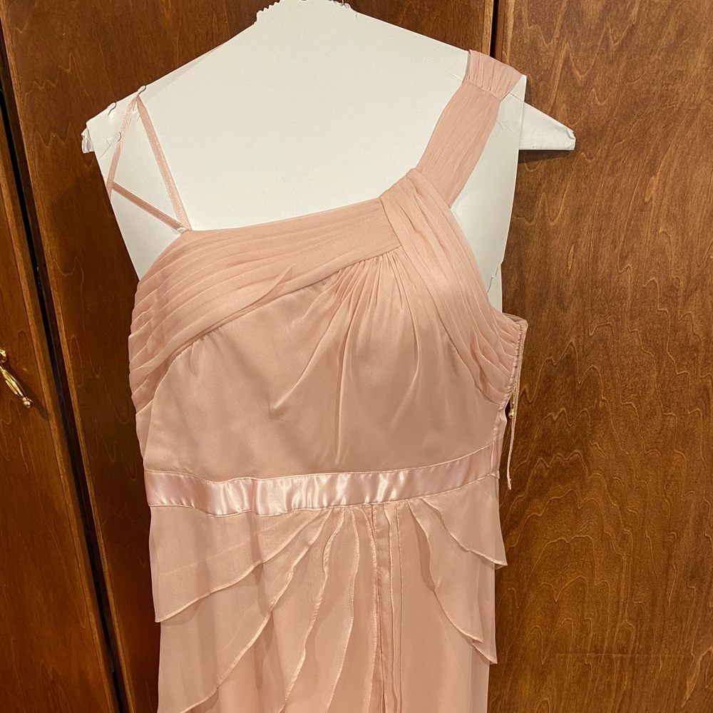 One-shoulder Chiffon & Satin Midi Dress